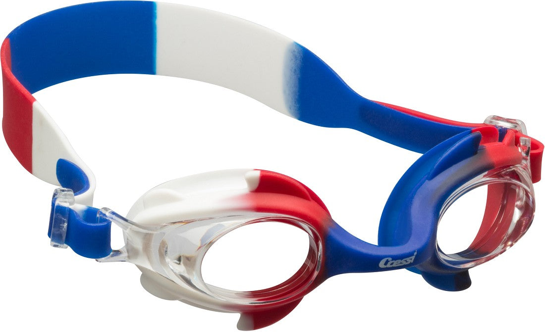 Cressi Seahorse Swim Goggles for kids aged 4-8, featuring soft silicone gaskets, adjustable head strap, and UV protection.