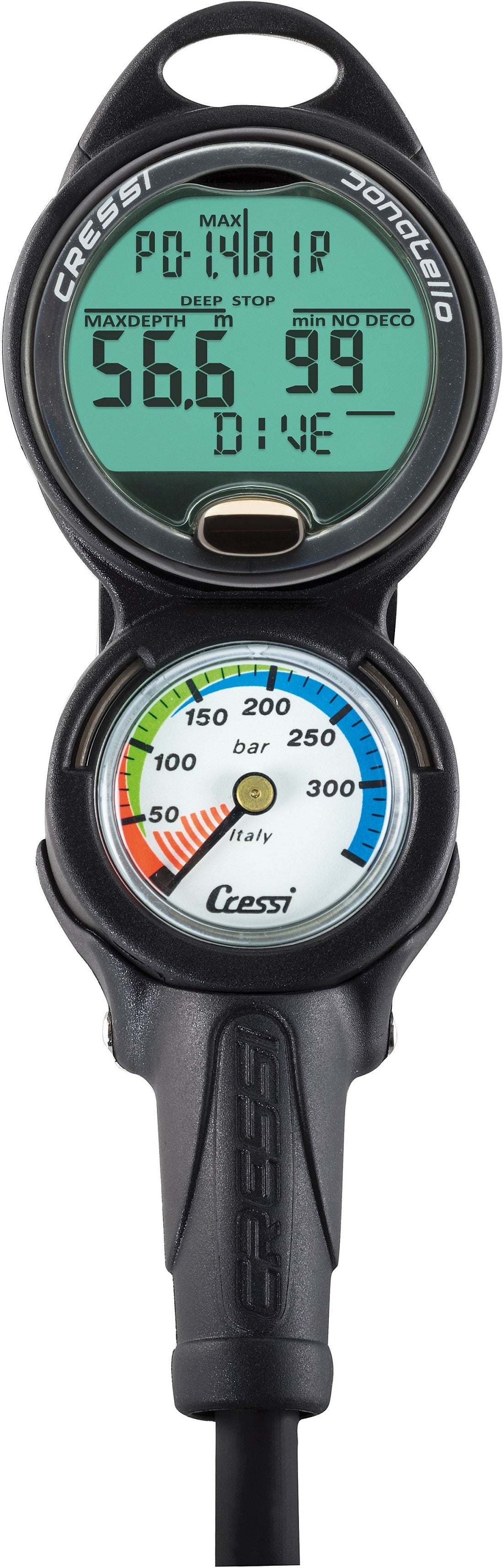 Cressi Donatello Computer 2-Gauge Console featuring dive computer and pressure gauge.
