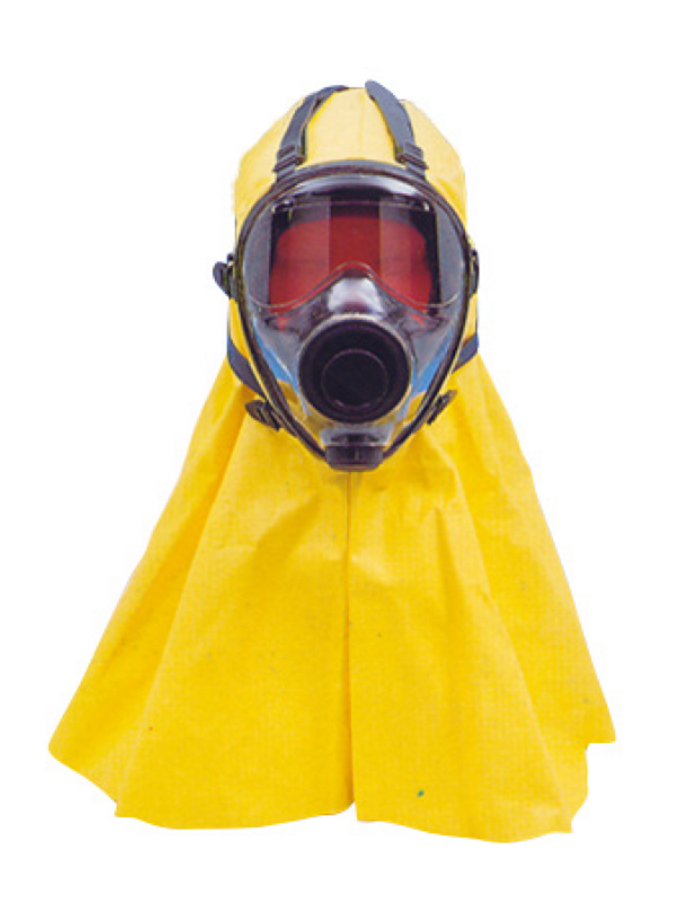 Ocean Reef PVC Hood attached to SGE mask, covering head, shoulders, and chest.