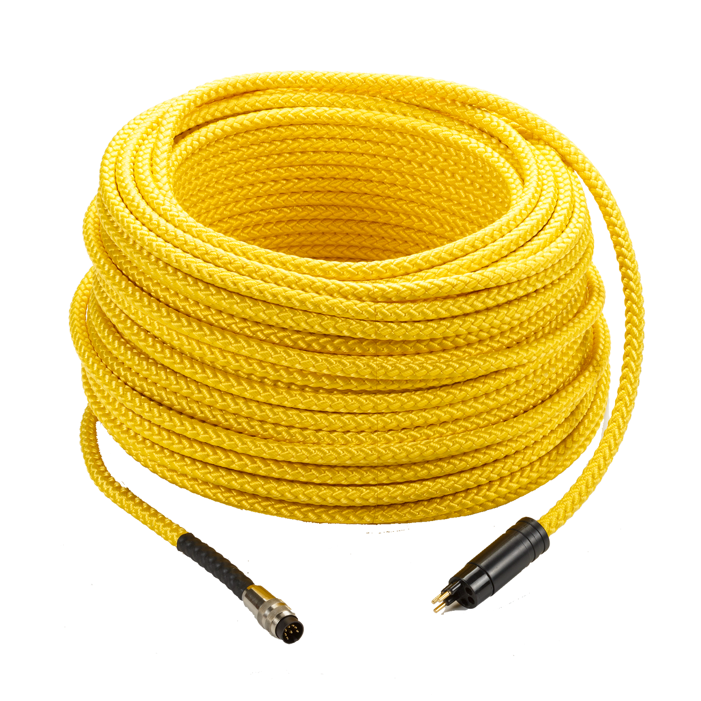 Ocean Reef Communication Cable with yellow rope exterior and waterproof connectors.