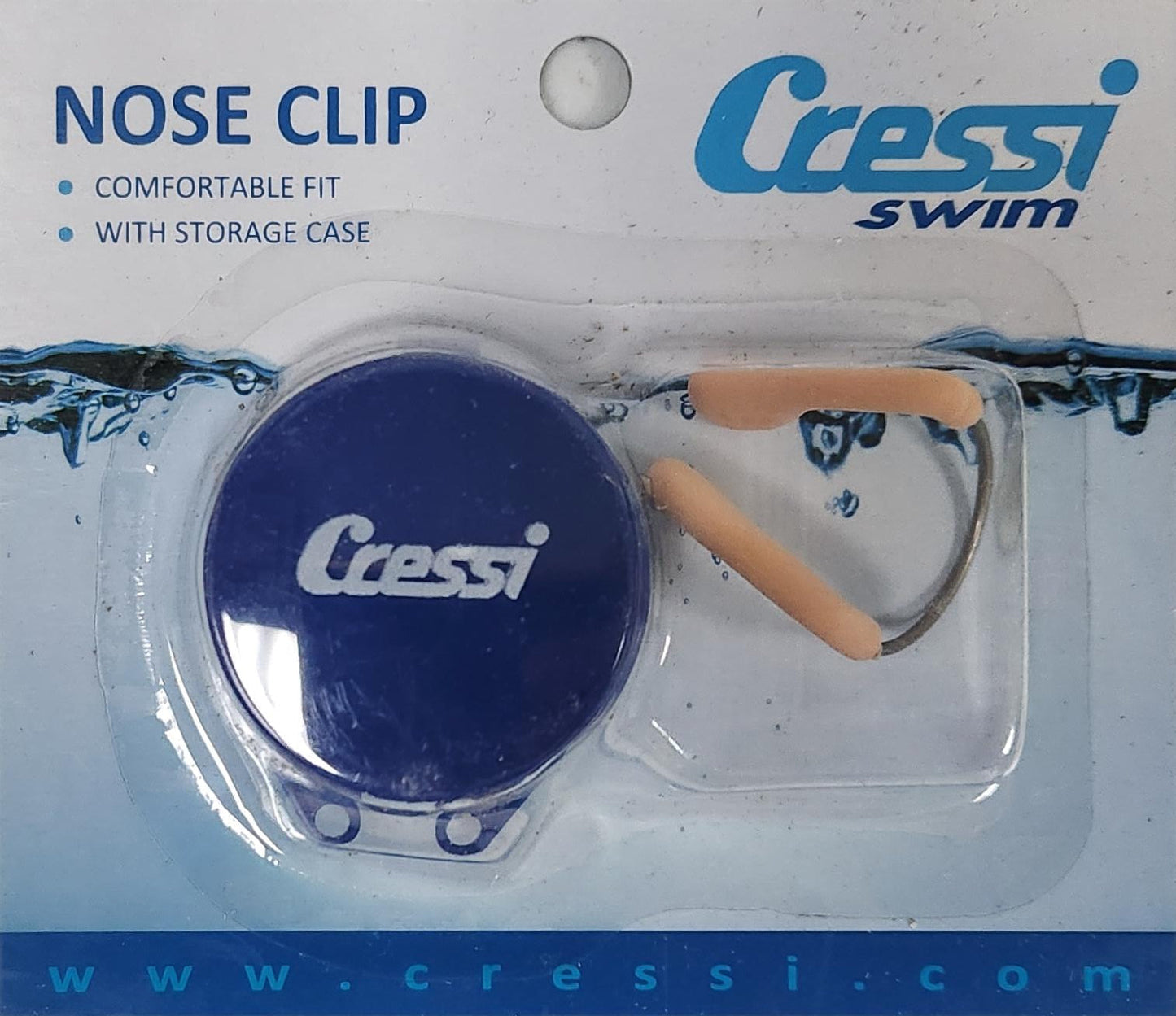 Cressi Swim Nose Clip with carrying case, designed for comfortable and secure fit while swimming.