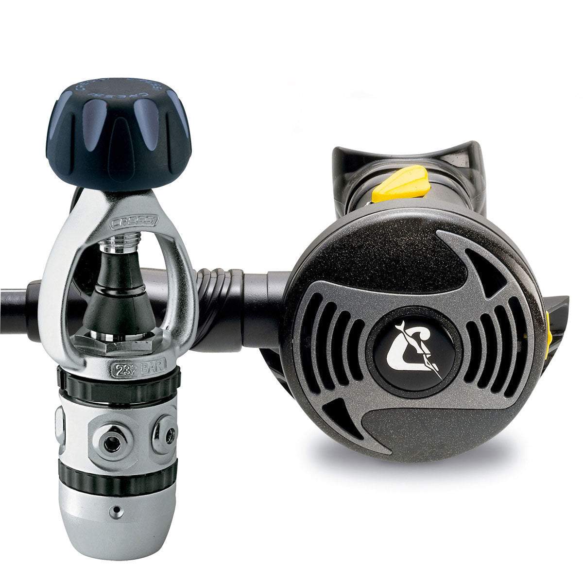 Cressi XS2/AC2 Piston Regulator with robust and reliable design, featuring a hi-tech polymer body and adjustable venturi effect.