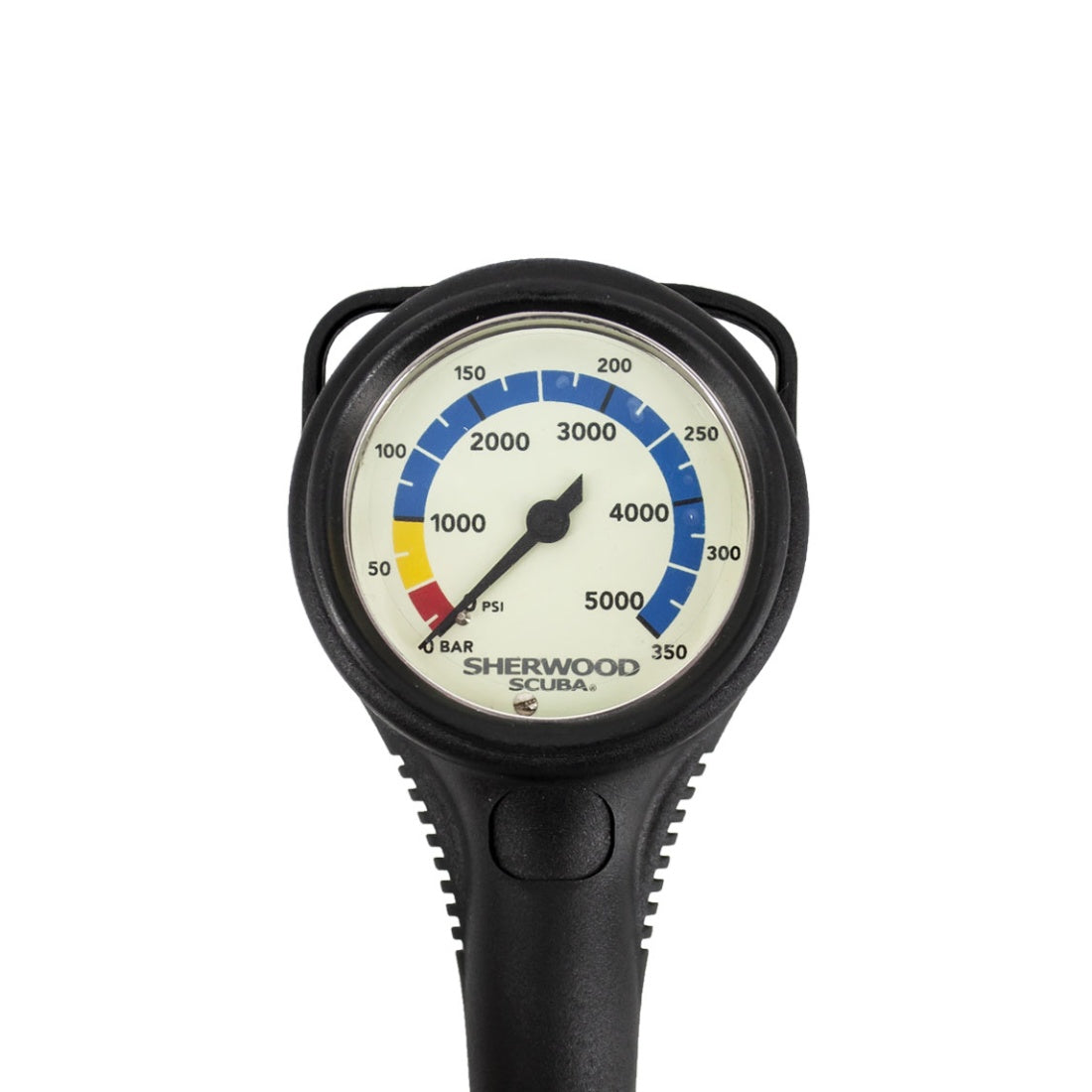 Sherwood Pressure Gauge Assembly 2-inch dual scale 5000psi 350BAR with boot and hose