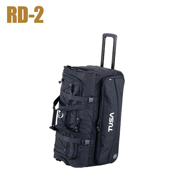 Tusa RD-2 Roller Duffel Bag black with large compartments and heavy-duty wheels for travel and dive gear transport