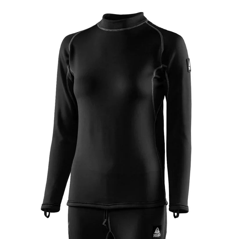 Ladies Waterproof Body X Undersuit Top in black with hollow fibre insulation and thumb loops