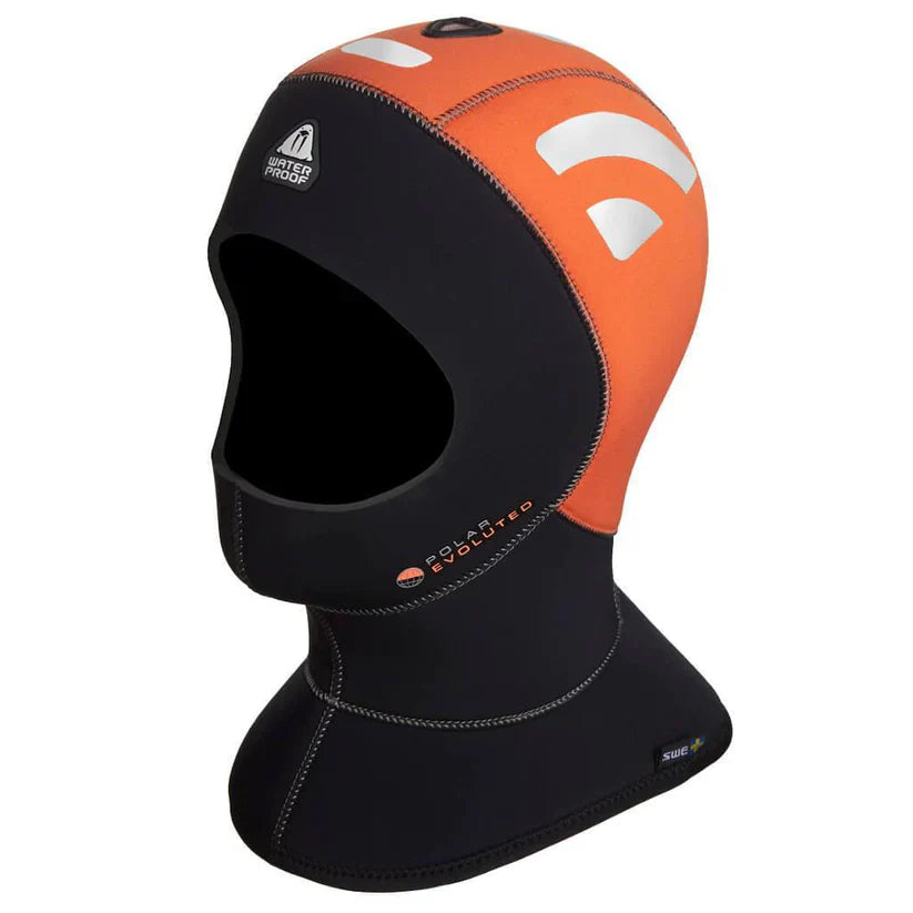 Waterproof H1 high visibility orange and black hood with reflective patches and 5/10mm insulation for sea safety