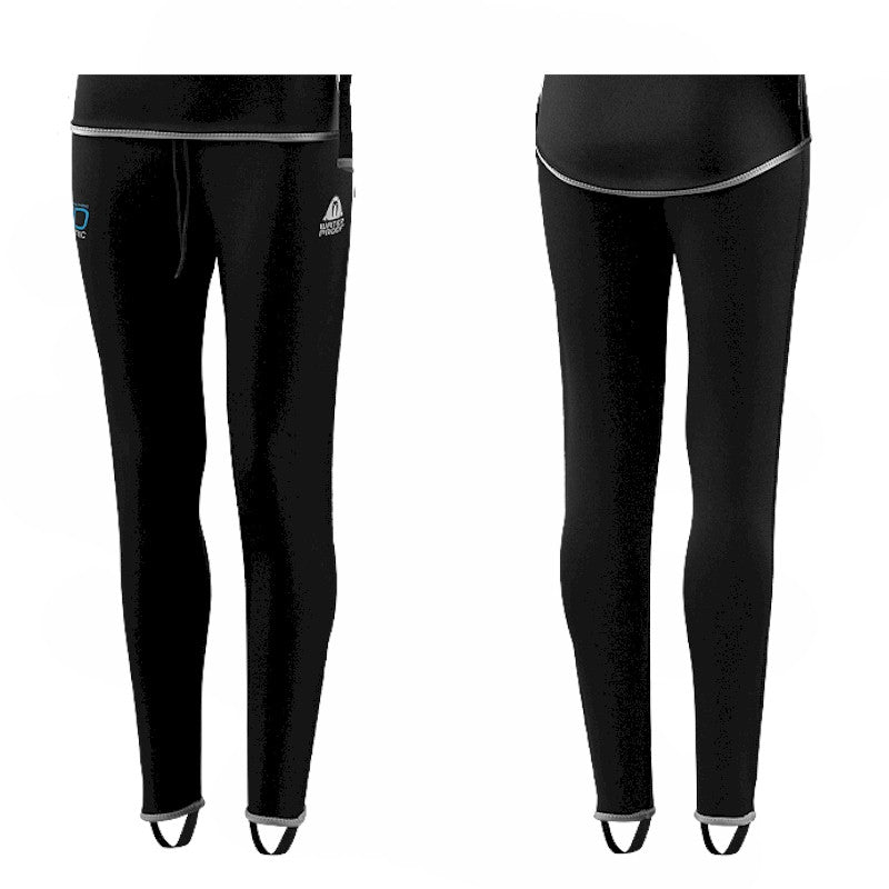 Waterproof Meshtec 3D undergarment pants for women with stretch mesh and thumb loops for warm drysuit insulation