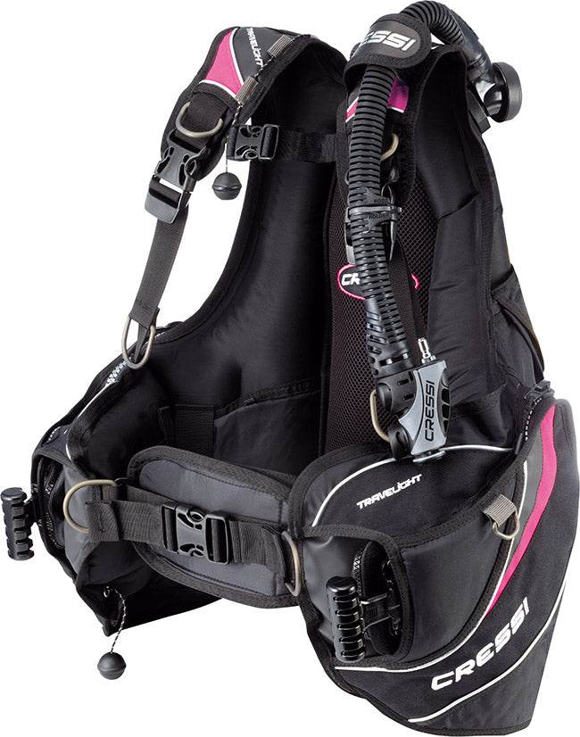 Cressi Travelight Lady BCD, lightweight and flexible scuba jacket, ideal for travel and comfort.
