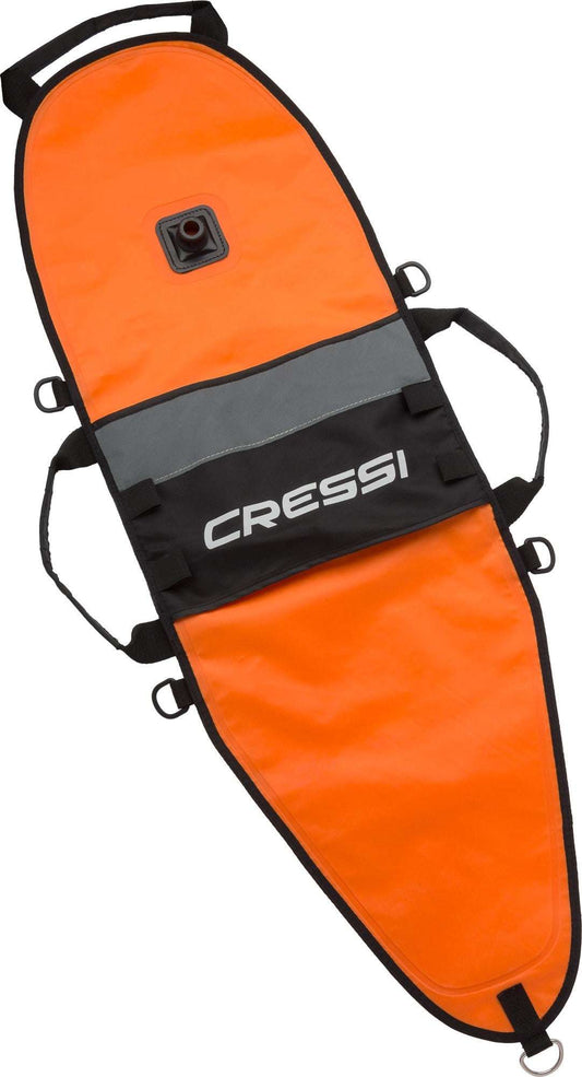 Cressi Torpedo Pro Buoy in hi-visibility orange with reflective stripe and D-rings.
