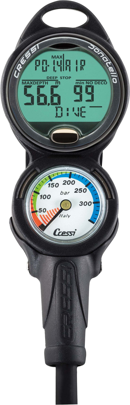Cressi Donatello Computer 2-Gauge Console featuring dive computer and pressure gauge.