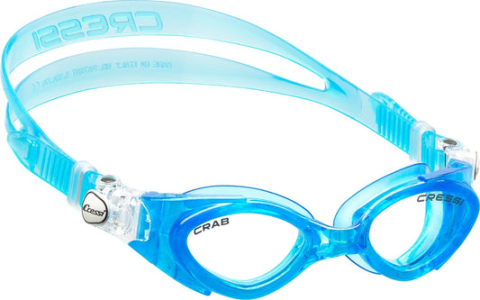 Blue Cressi Crab Swim Goggles with silicone strap and anti-fog lenses for children.
