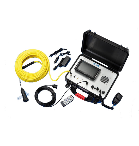 Ocean Reef Gamma 105 communication and video system with LCD monitor, cables, microphone, and camera.