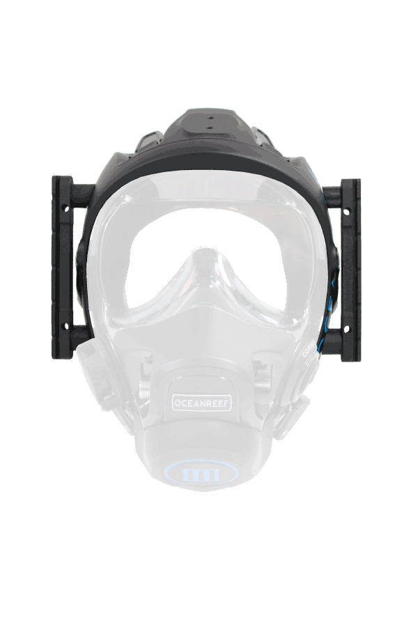 Ocean Reef full face mask with Professional Accessories Mount kit attached.