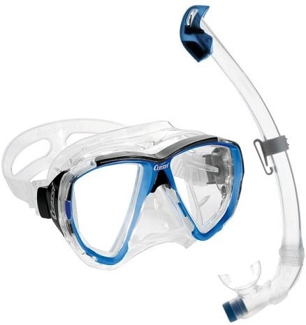 Cressi Big Eyes + Seal Dry Mask and Snorkel Combo - Clear/Azure