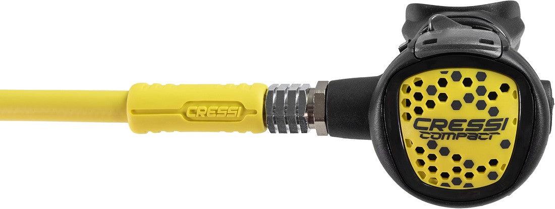 Cressi Compact Octopus with yellow LP hose and lightweight techno-polymer design.