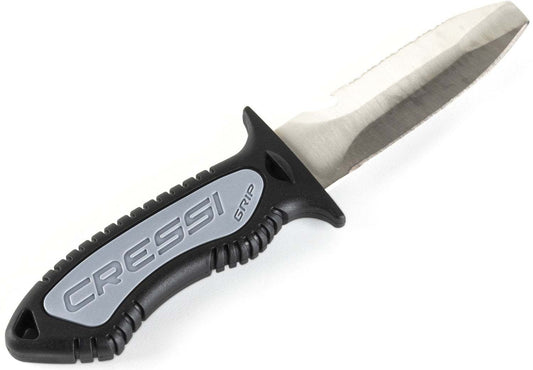 Cressi Grip Blunt Tip Knife with ergonomic handle and dual blades.