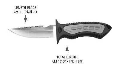 Cressi Grip Spear Knife with stainless steel blade and ergonomic handle.