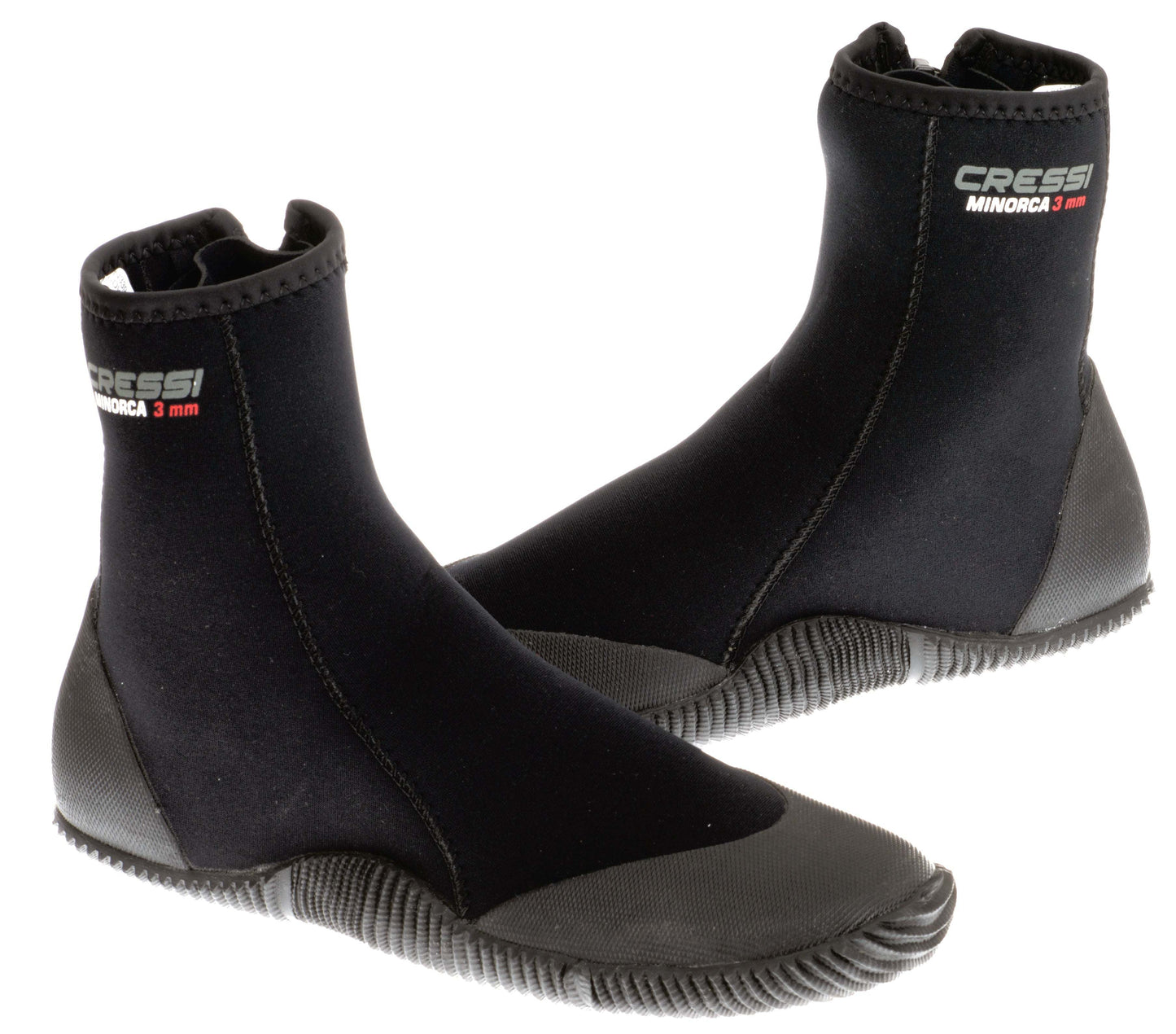 Cressi Minorca 3 mm Tall Boot with rubber sole and neoprene material for diving.