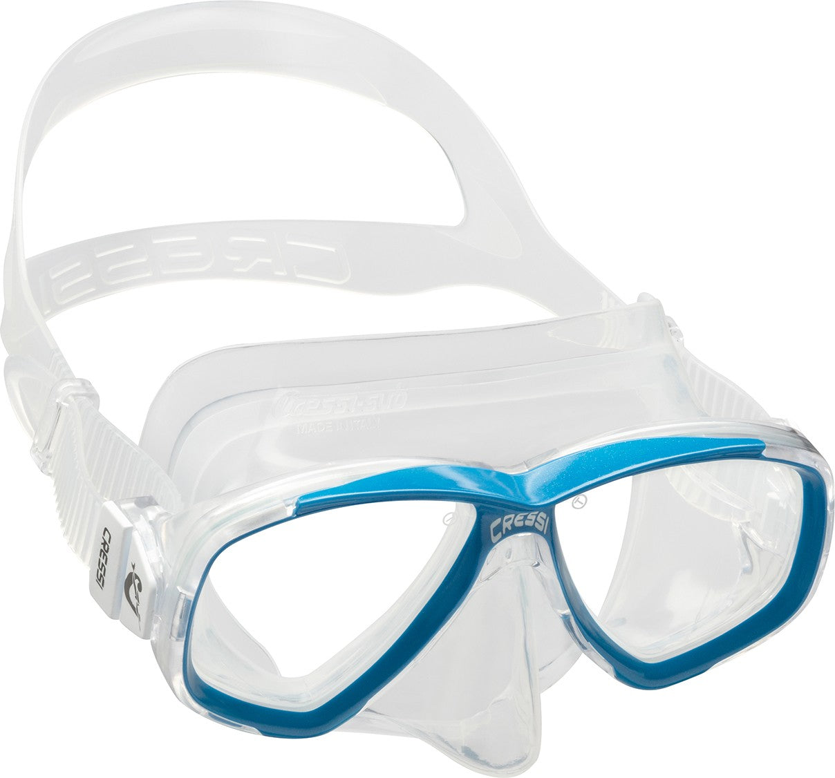 Cressi Perla Mask with tempered glass lenses for snorkeling and diving.