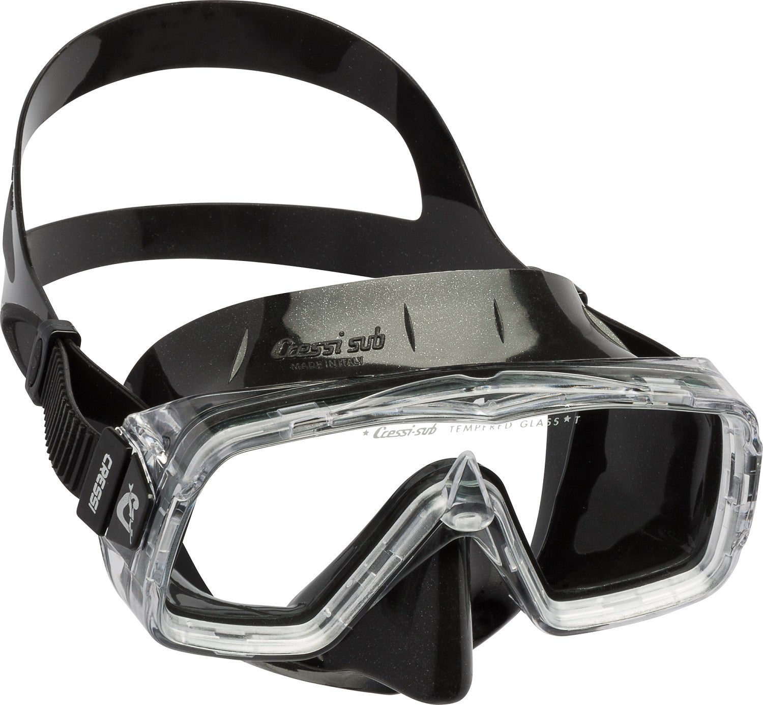 Cressi Sirena Mask with single tempered glass lens for snorkeling and diving.