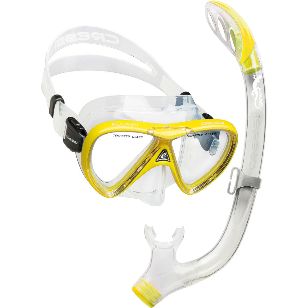 Cressi Pegaso & Iguana Semi-Dry Mask & Snorkel Set