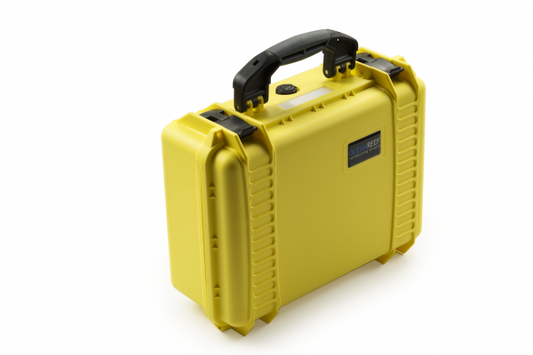 Yellow waterproof suitcase for Ocean Reef B2D Boat 2 Diver system, fits up to 3 units, padded interior.