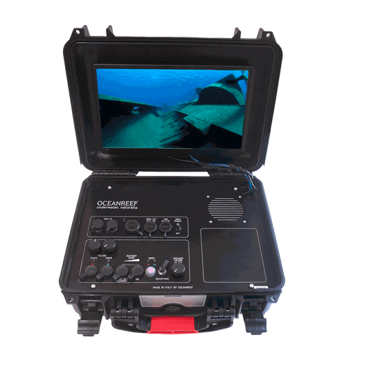 Ocean Reef Gamma Alpha HD underwater communication system with display and controls.