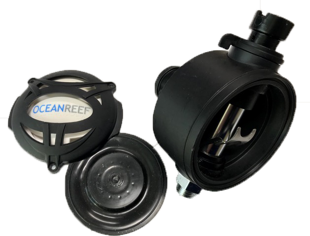 Ocean Reef IDM regulator adapter for mask assembly and testing applications.