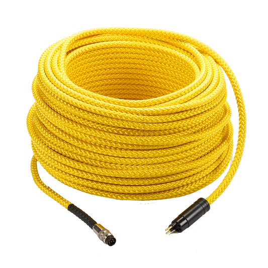 Ocean Reef Video Cable with yellow rope exterior and waterproof connectors.