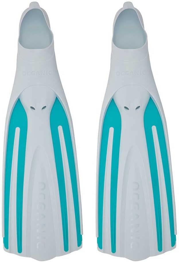 Oceanic Viper 2 Fins Full Foot - White/Aqua / XX-Small