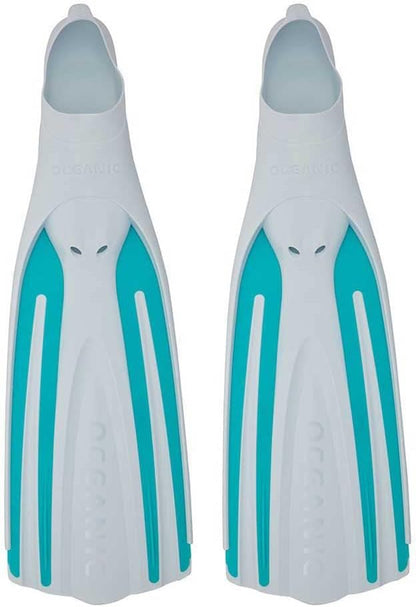 Oceanic Viper 2 Fins Full Foot - White/Aqua / XX-Small