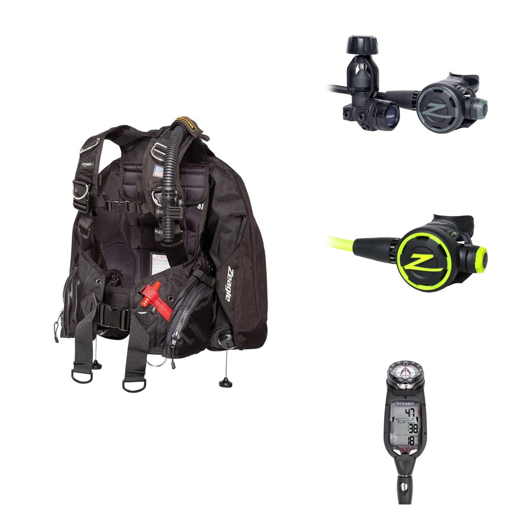 zeagle elite scuba package flatlay