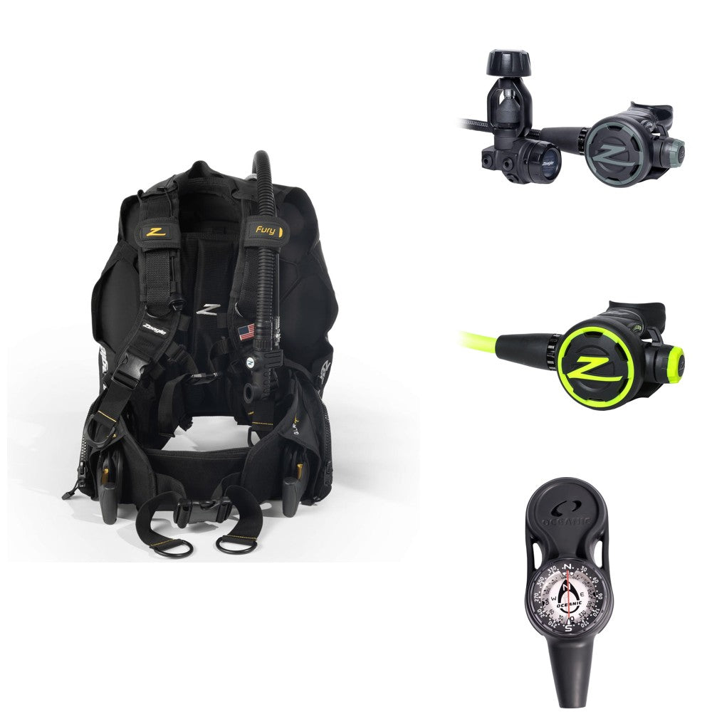 zeagle performance scuba package flatlay