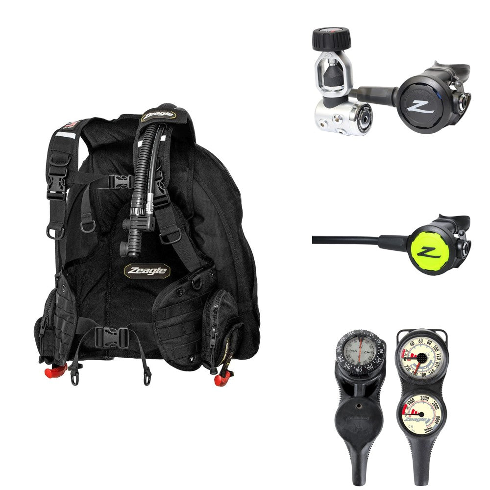 zeagle travel scuba package flatlay