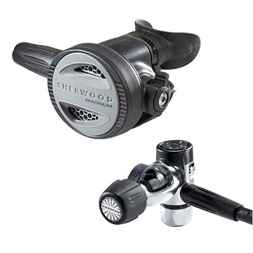 Sherwood Magnum Pro scuba diving regulator with balanced piston first stage and Venturi switch second stage
