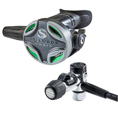 Sherwood Oasis Pro scuba diving regulator with moisture retention vane and environmentally sealed first stage