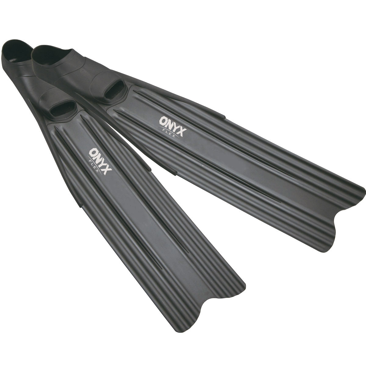 Black Sherwood Onyx Free Dive Fins with flexible long blades and soft foot pockets for freediving and scuba diving
