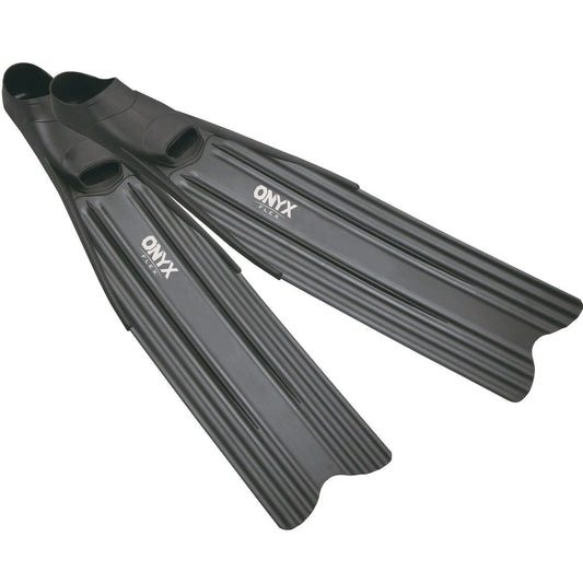 Black Sherwood Onyx Free Dive Fins with flexible long blades and soft foot pockets for freediving and scuba diving