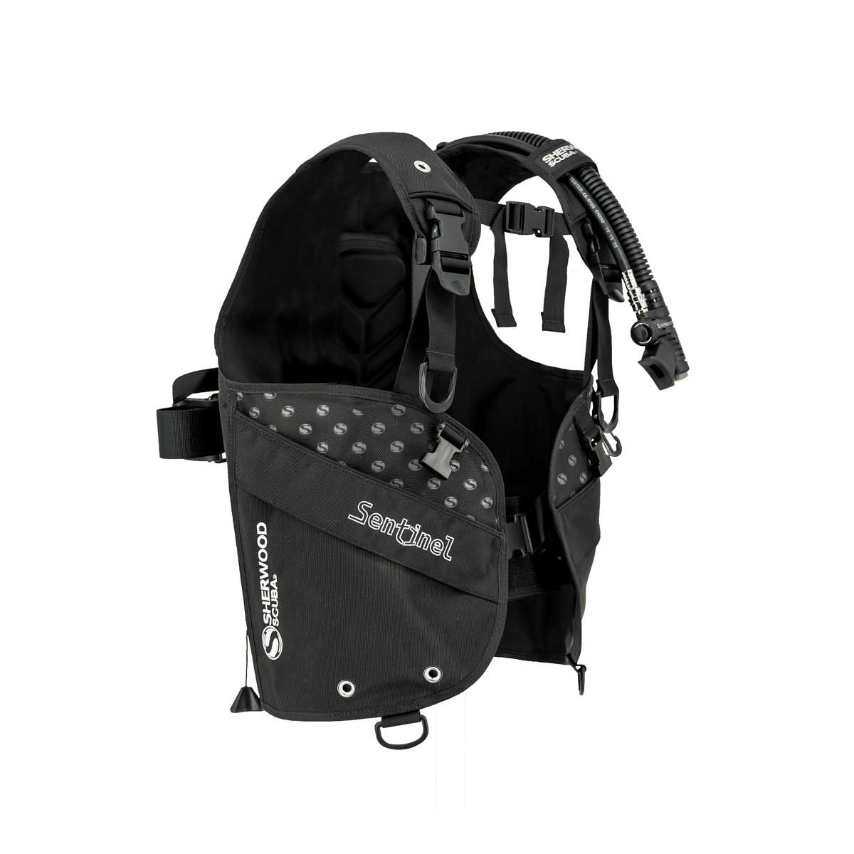 Sherwood Sentinel BCD durable dive buoyancy control device with nylon fabric and velcro pockets