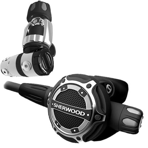 Sherwood SR2 Regulator with dry, environmentally sealed piston and adjustable second stage scuba diving regulator