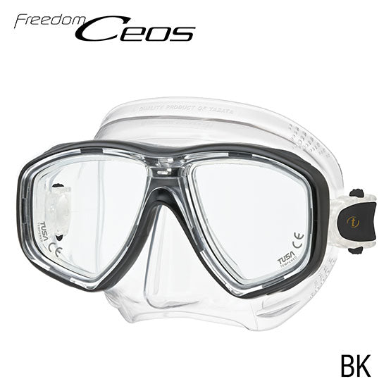 Tusa M-212 Ceos Mask with clear silicone, low profile, two-window design, and Freedom Technology for superior comfort and fit.