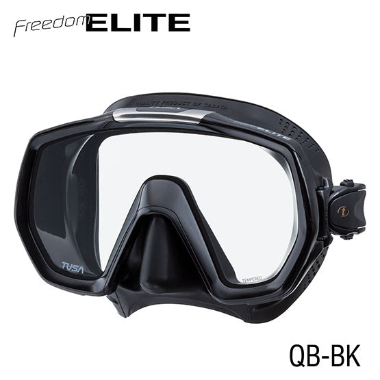 Tusa M1003 Freedom Elite black silicone dive mask with wide single lens and adjustable strap system
