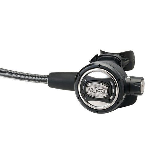 Tusa RS609 Regulator with stainless steel face, ultra-lightweight, flexible Miflex hose, and advanced flow system for smooth breathing
