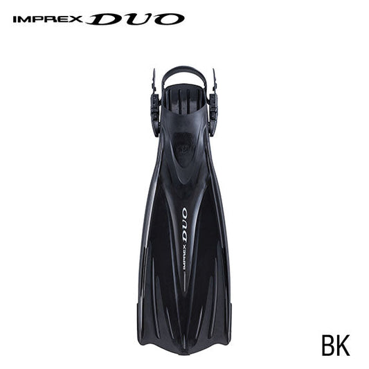 Tusa SF0102 Imprex Duo black diving fin with angled blade design and adjustable strap system