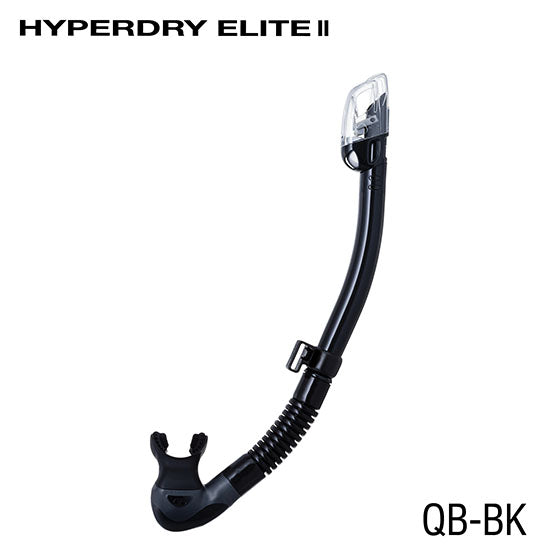 Black Tusa SP0101 Hyperdry Elite II snorkel with low-profile dry top and ergonomic mouthpiece