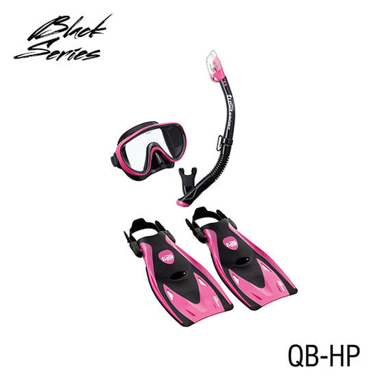 Tusa Sport UP-1521QB adult snorkeling set with pink and black mask, snorkel, and fins