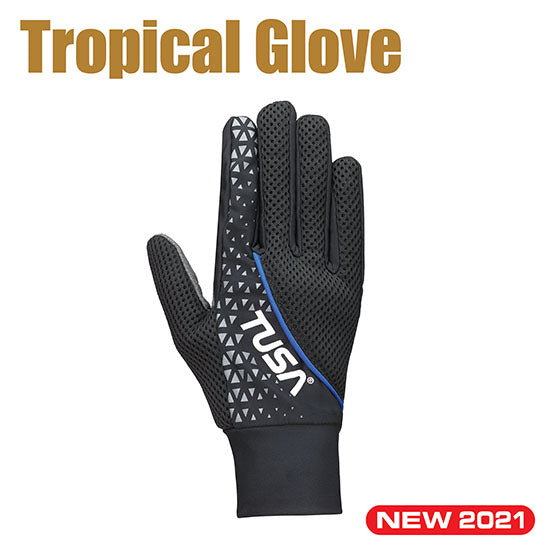 Tusa TA-0209 Tropical Glove black polymesh warm water glove with synthetic suede palm for water sports