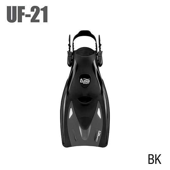 Tusa UF-21 Snorkeling Fin black open-heel adjustable strap advanced multi-flex blade design lightweight durable