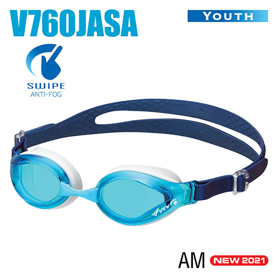 Tusa View V760JASA SWIPE youth swimming goggles with anti-fog technology and UV protection in aqua marine color