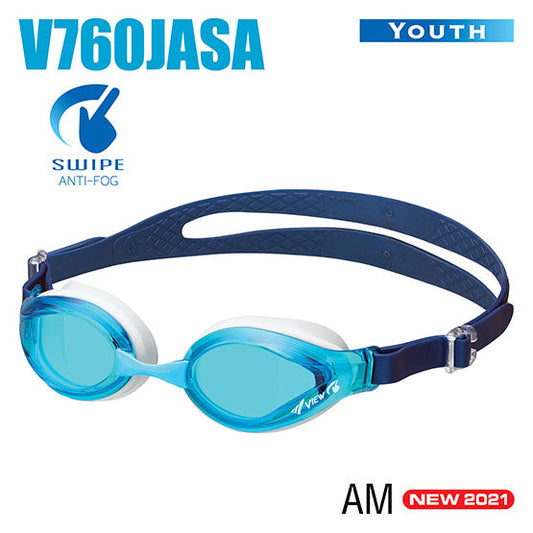 Tusa View V760JASA SWIPE youth swimming goggles with anti-fog technology and UV protection in aqua marine color